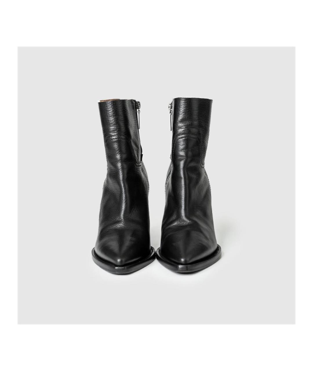 SAINT LAURENT Черные кожаные ботильоны, фото 4