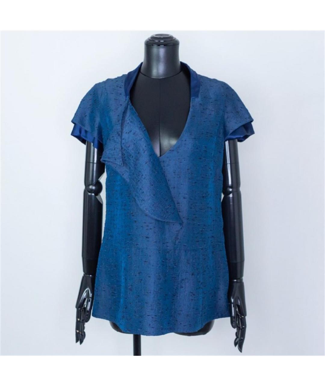 VALENTINO Синяя шелковая футболка, фото 4