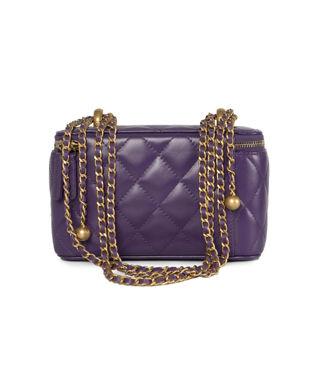 CHANEL Фиолетовая кожаная сумка через плечо, фото 5