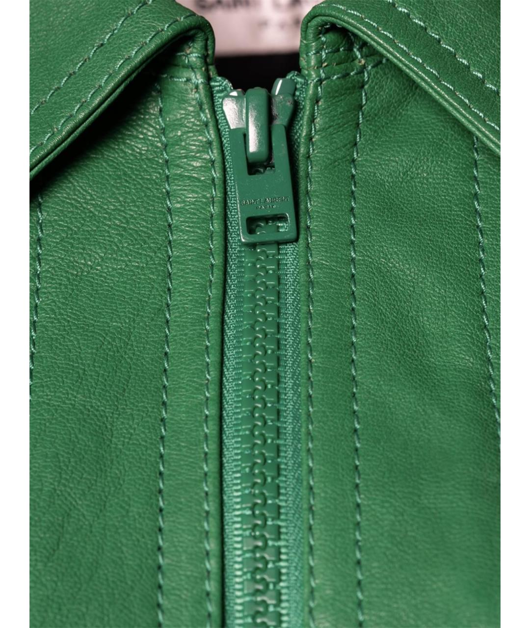 SAINT LAURENT Зеленая кожаная куртка, фото 4