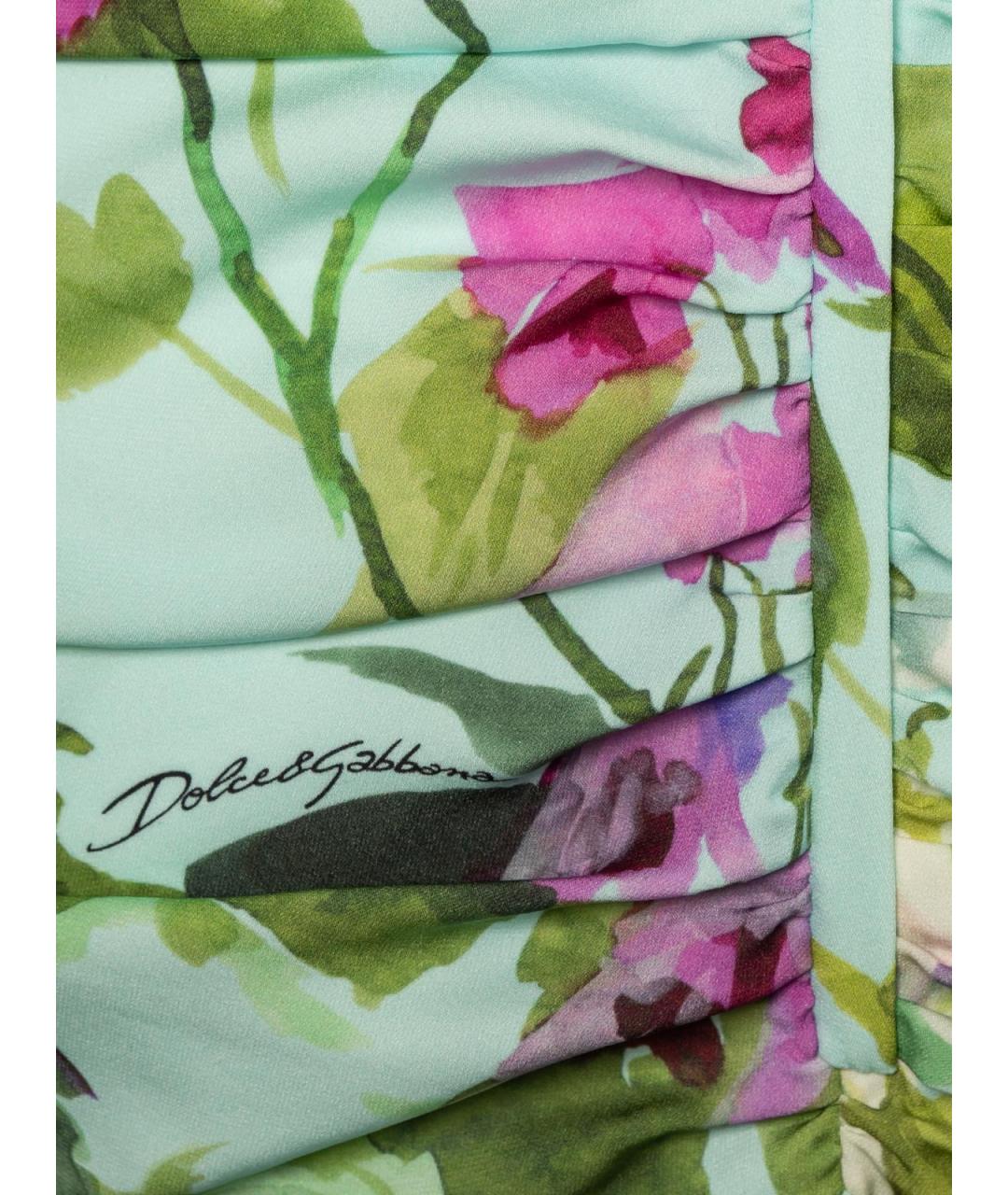 DOLCE&GABBANA Голубое шелковое повседневное платье, фото 4
