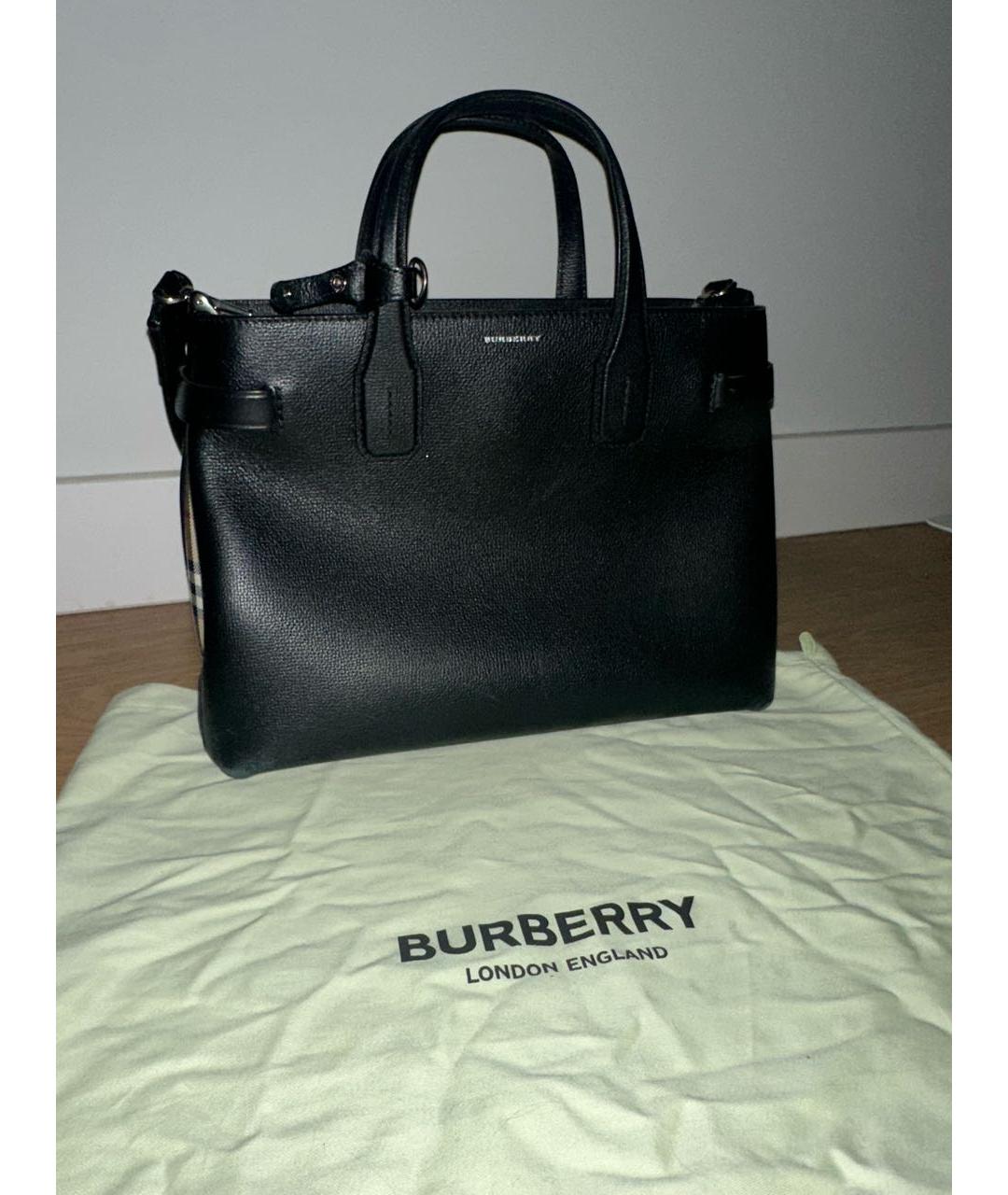 BURBERRY Черная кожаная сумка с короткими ручками, фото 3