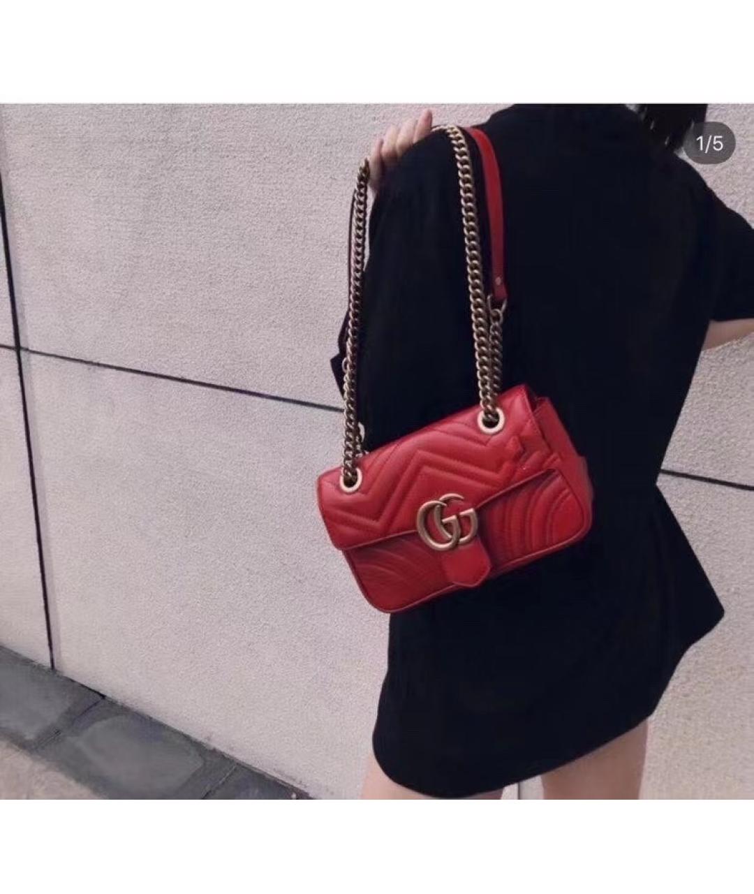 GUCCI Красная кожаная сумка через плечо, фото 8