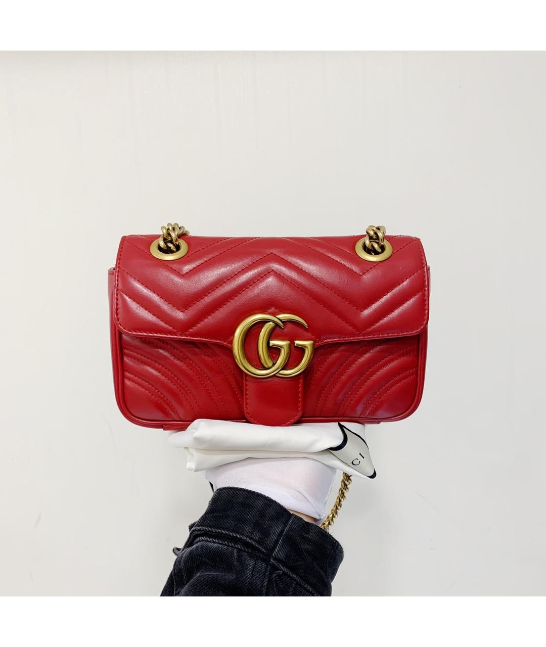 GUCCI Красная кожаная сумка через плечо, фото 10