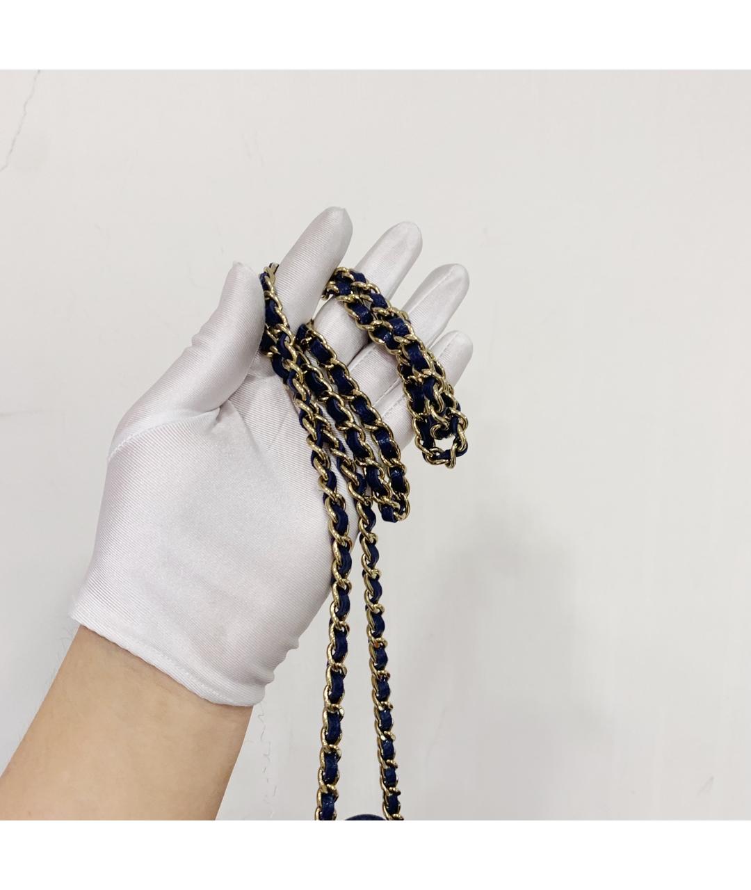 CHANEL Темно-синяя кожаная сумка через плечо, фото 7