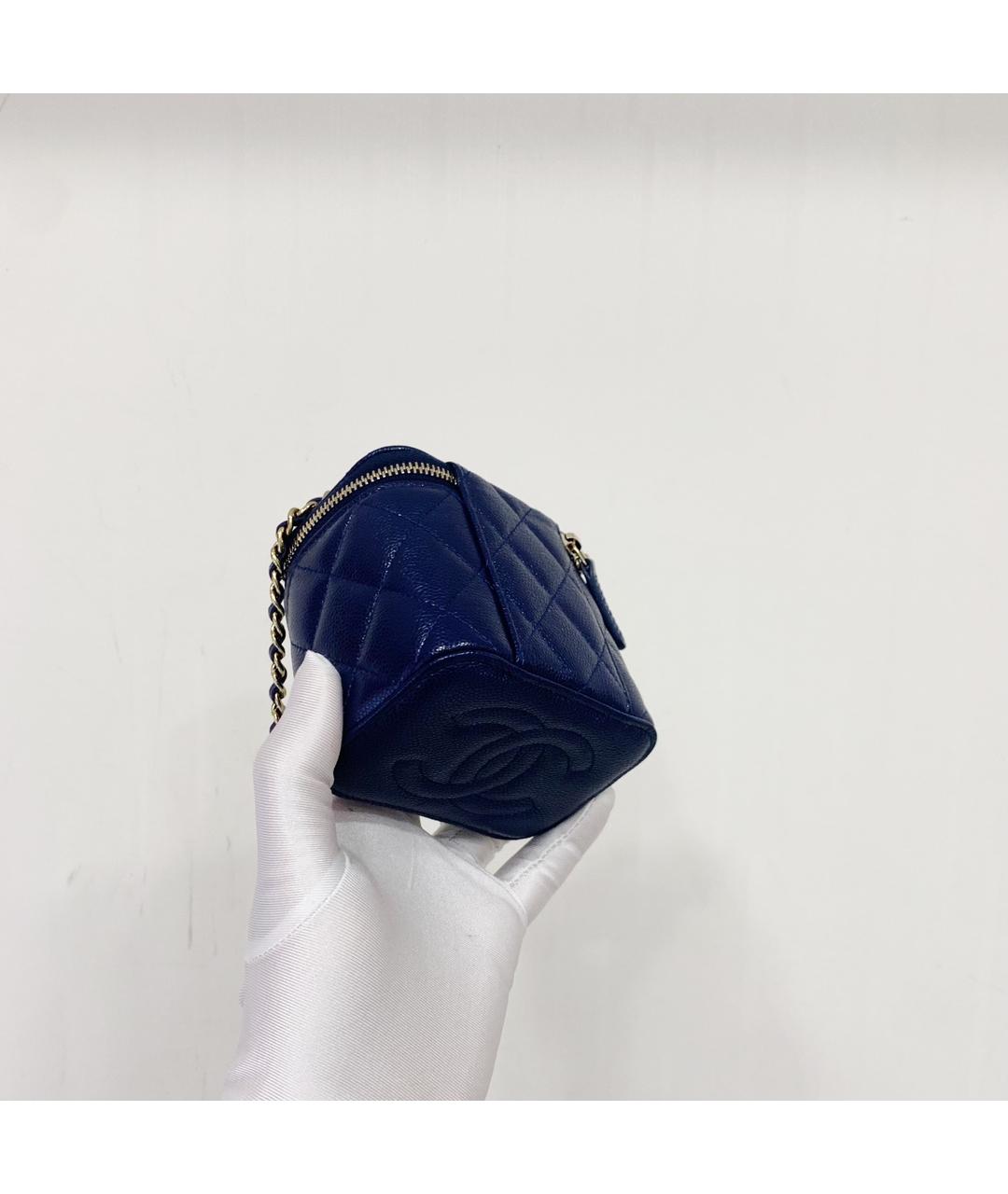 CHANEL Темно-синяя кожаная сумка через плечо, фото 5