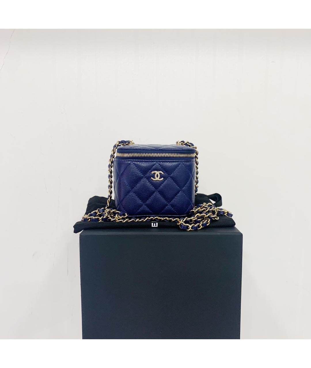 CHANEL Темно-синяя кожаная сумка через плечо, фото 8