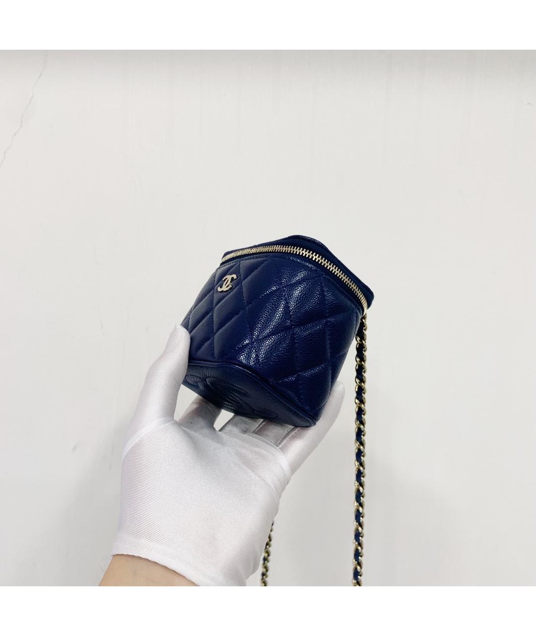 CHANEL Темно-синяя кожаная сумка через плечо, фото 4