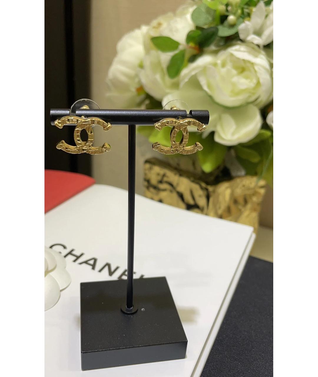 CHANEL Золотые латунные серьги, фото 6