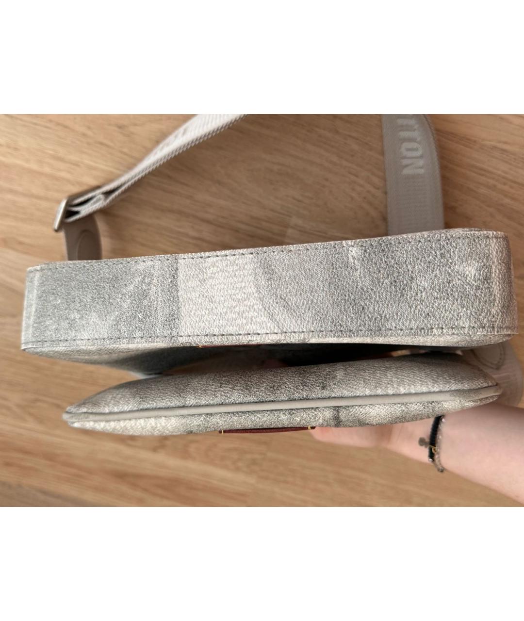 LOUIS VUITTON Серая кожаная сумка на плечо, фото 6