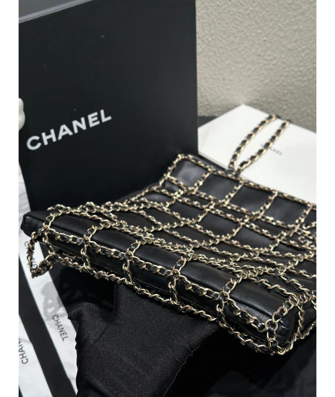 CHANEL Черная кожаная сумка тоут, фото 7