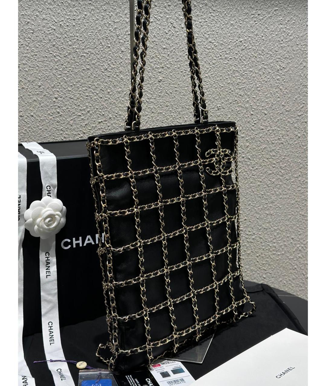 CHANEL Черная кожаная сумка тоут, фото 3