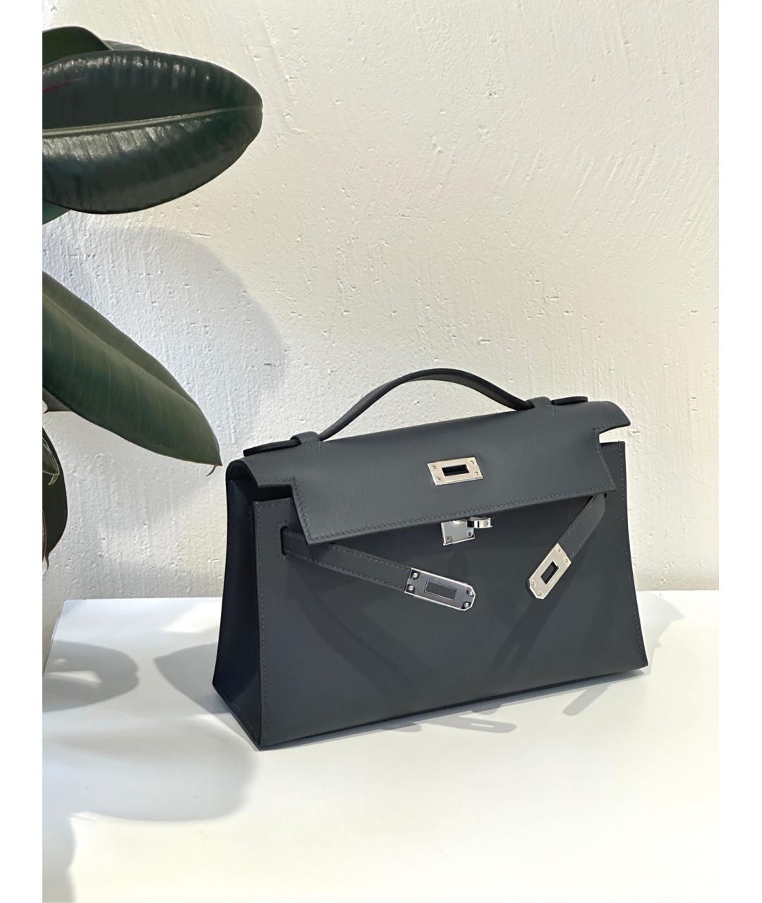 HERMES Серая кожаная сумка через плечо, фото 4