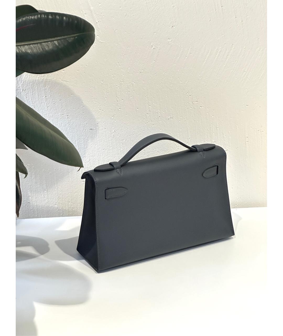 HERMES Серая кожаная сумка через плечо, фото 2