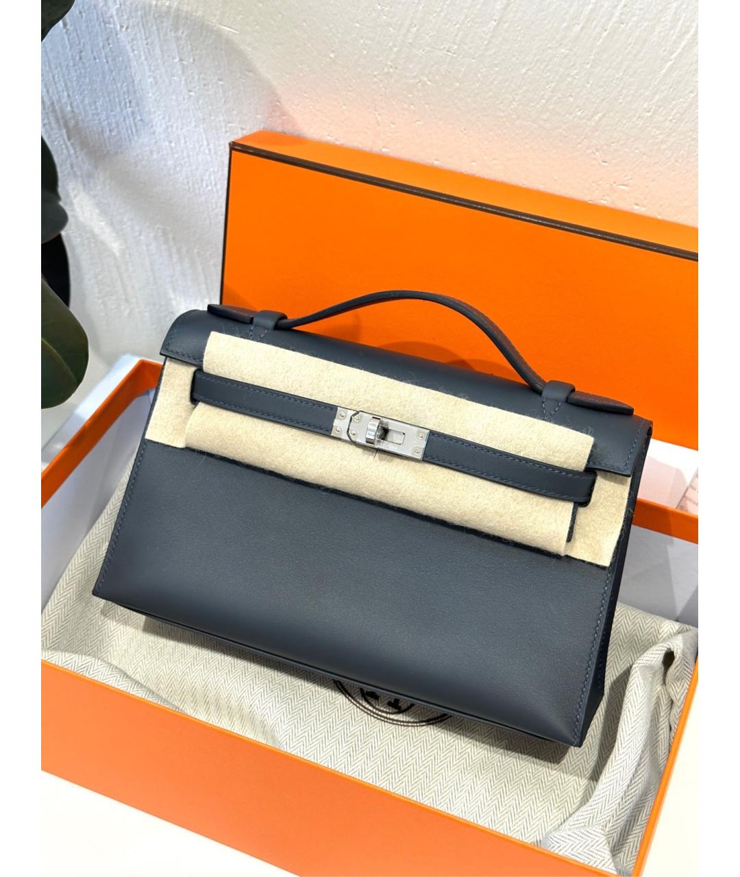 HERMES Серая кожаная сумка через плечо, фото 3