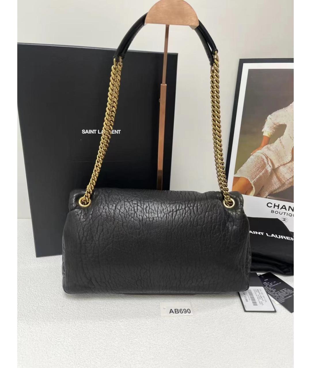 SAINT LAURENT Черная кожаная сумка через плечо, фото 4