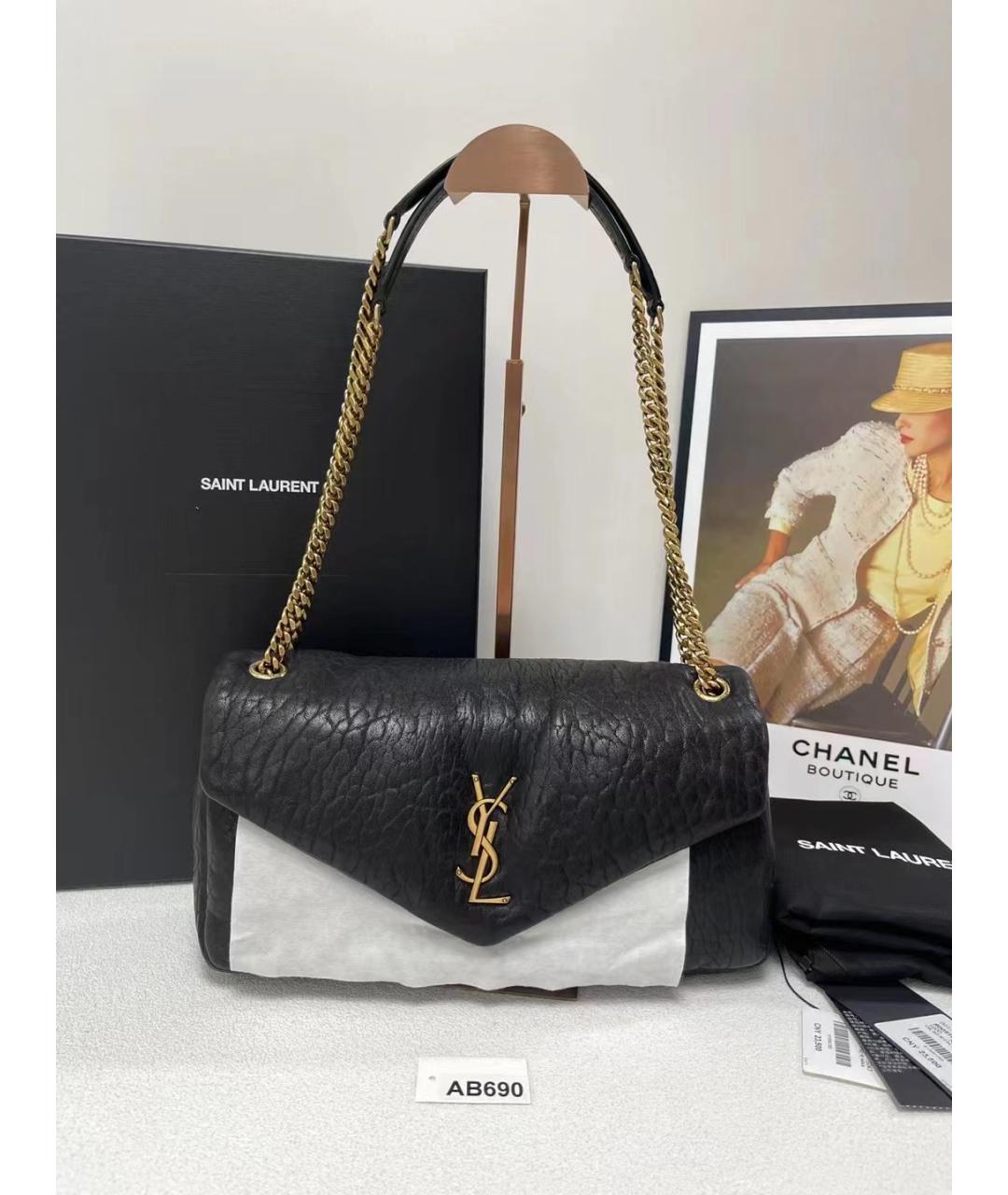 SAINT LAURENT Черная кожаная сумка через плечо, фото 2