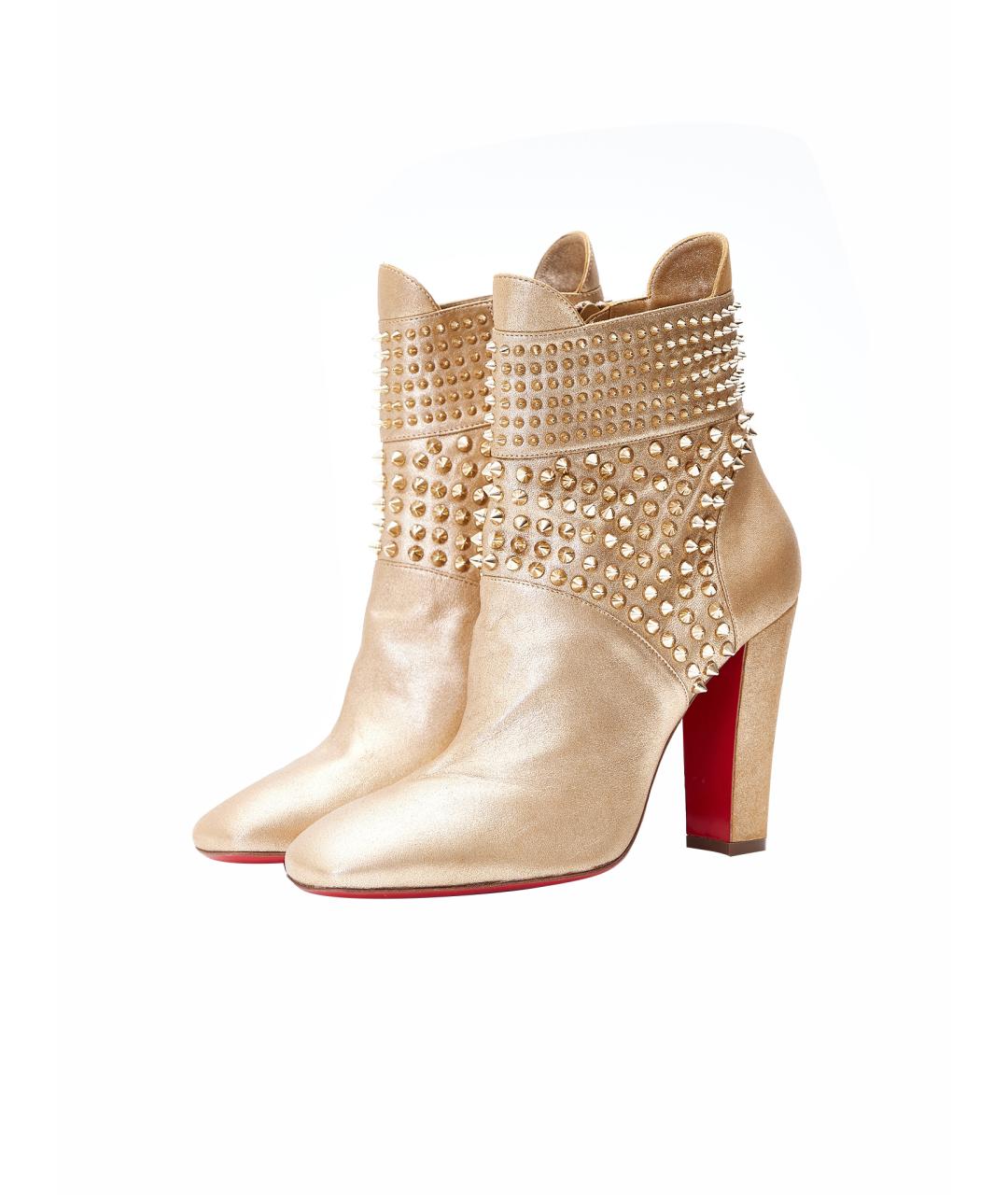 CHRISTIAN LOUBOUTIN Золотые кожаные ботильоны, фото 2