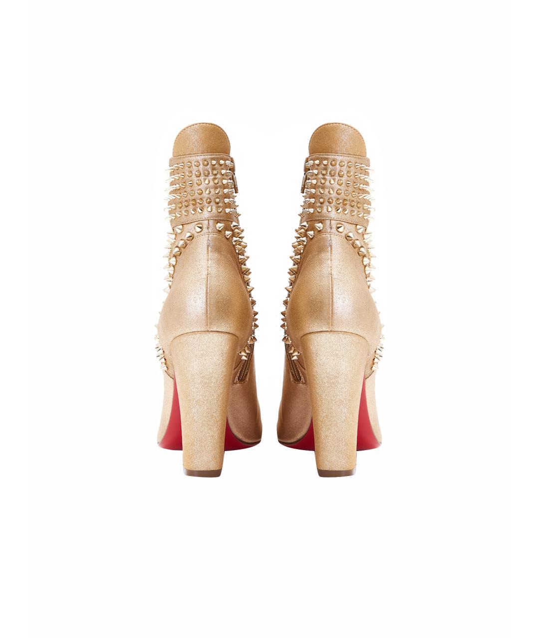 CHRISTIAN LOUBOUTIN Золотые кожаные ботильоны, фото 3