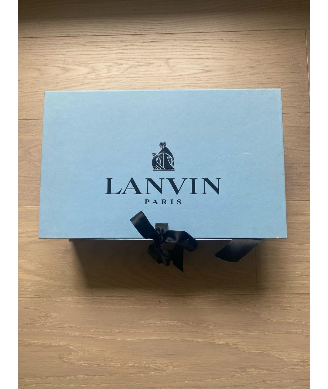 LANVIN Черные замшевые лодочки на низком каблуке, фото 6