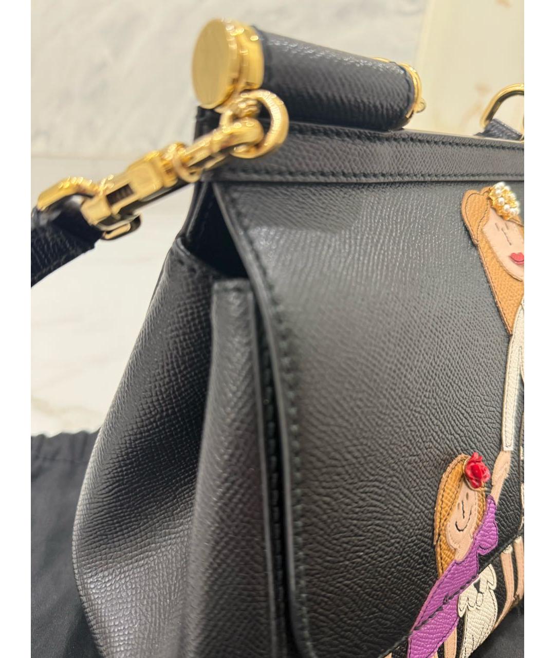 DOLCE&GABBANA Черная кожаная сумка через плечо, фото 3