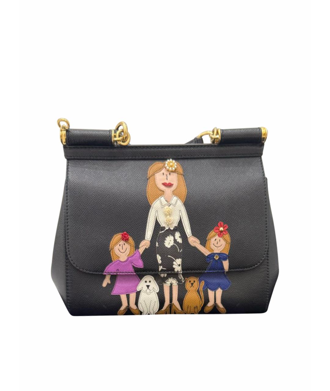 DOLCE&GABBANA Черная кожаная сумка через плечо, фото 1
