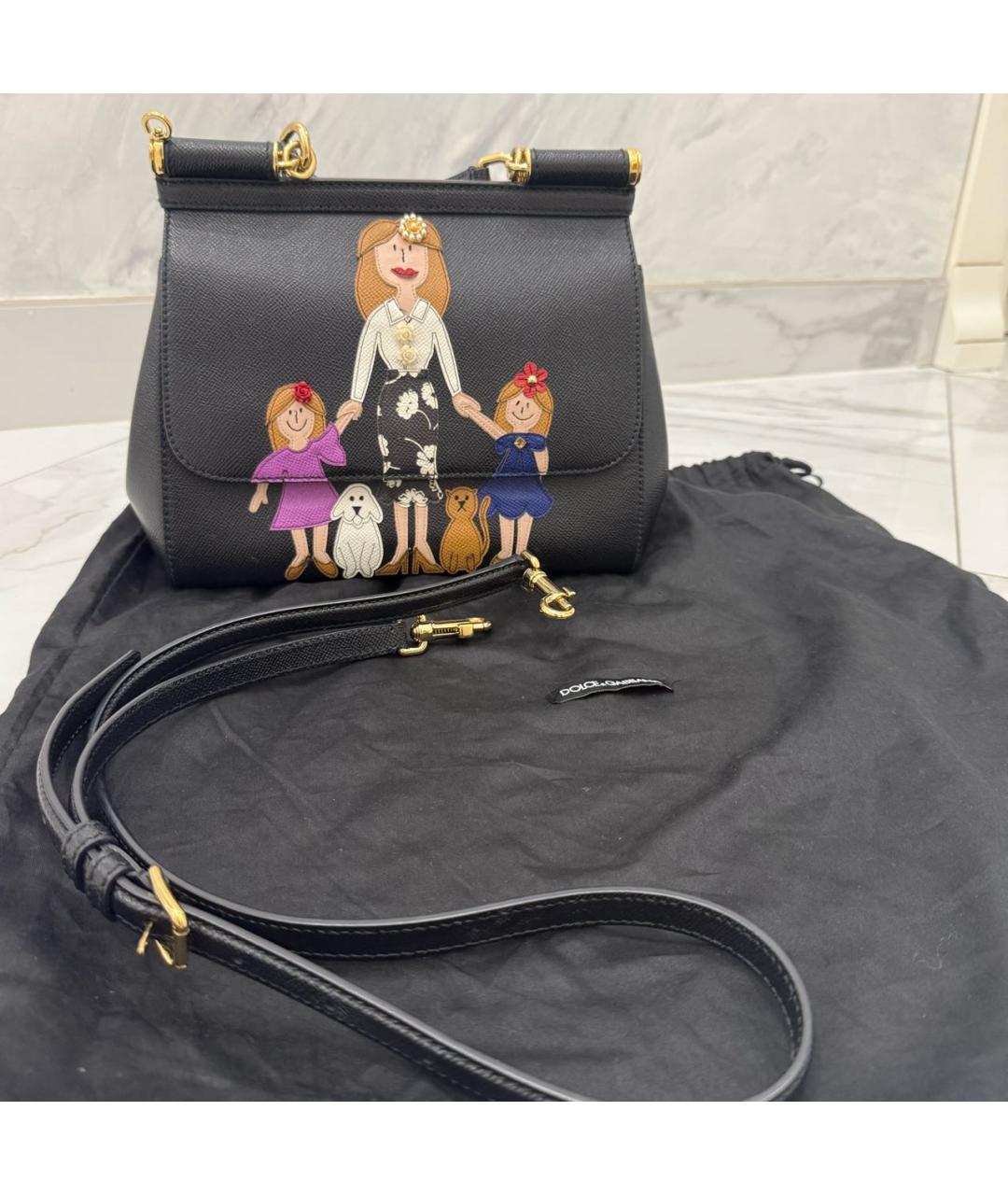 DOLCE&GABBANA Черная кожаная сумка через плечо, фото 9