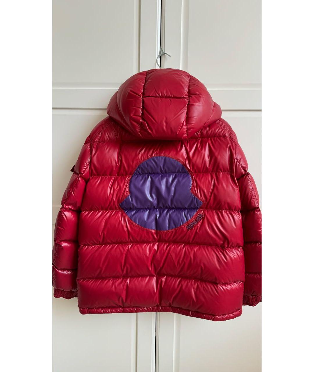 MONCLER Красный полиамидовый пуховик, фото 5