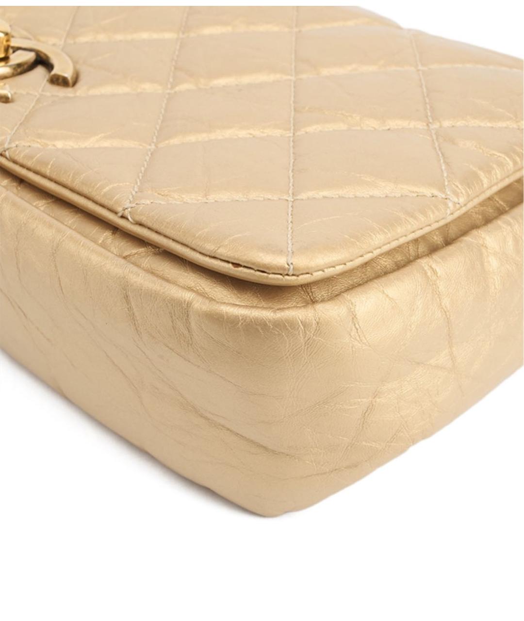 CHANEL Золотая кожаная сумка через плечо, фото 8