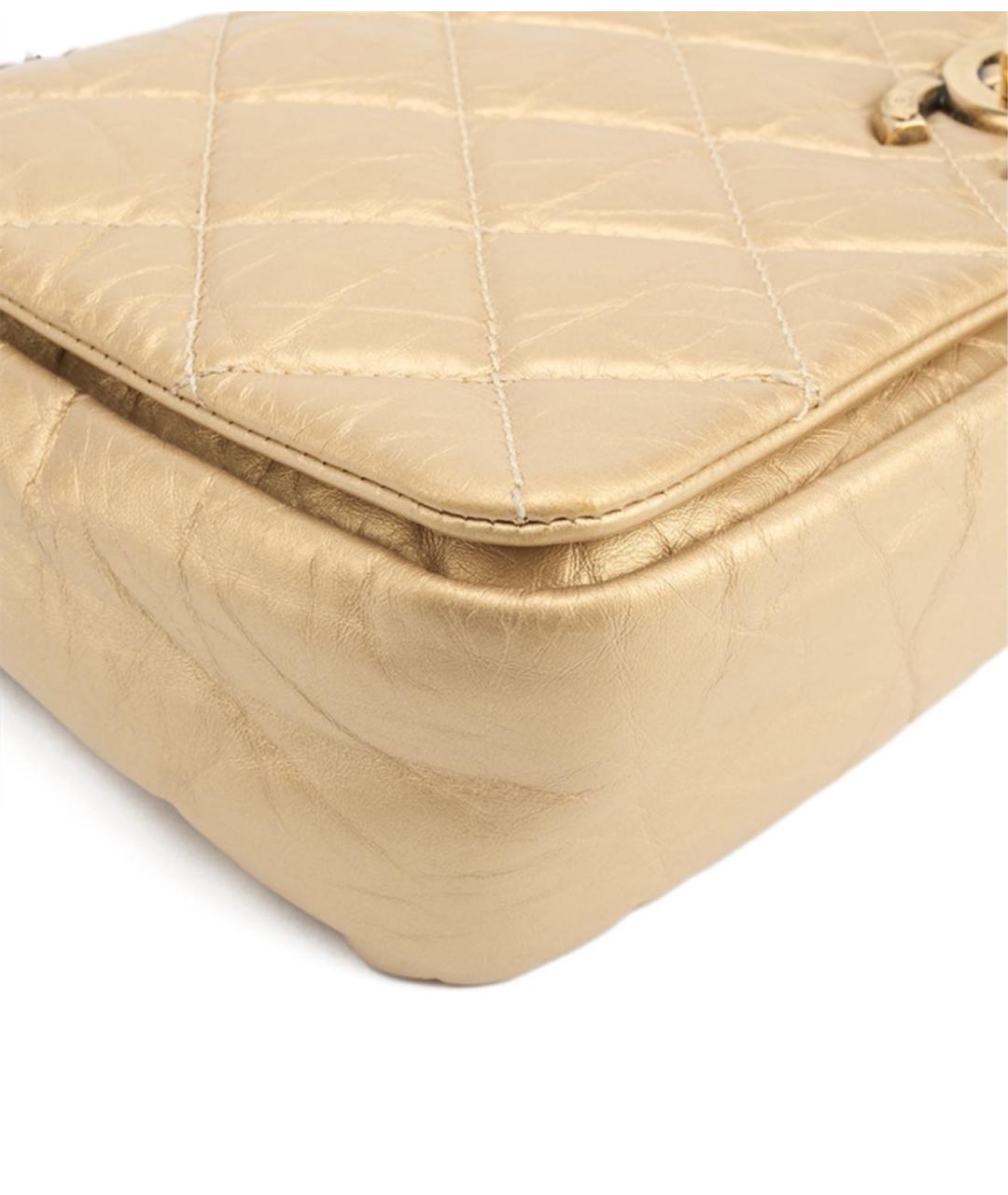 CHANEL Золотая кожаная сумка через плечо, фото 7