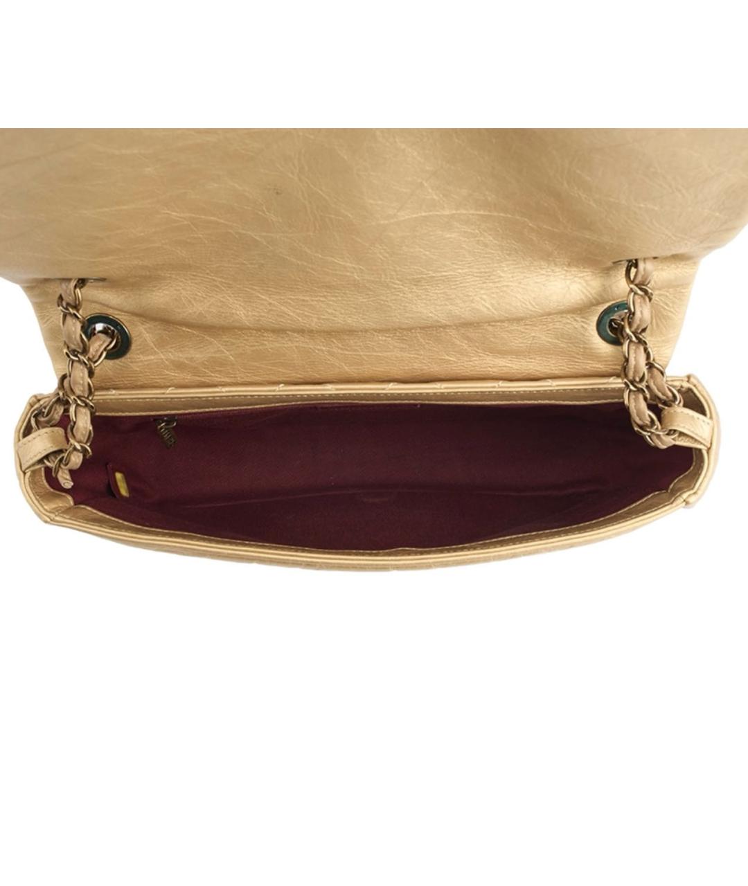 CHANEL Золотая кожаная сумка через плечо, фото 4