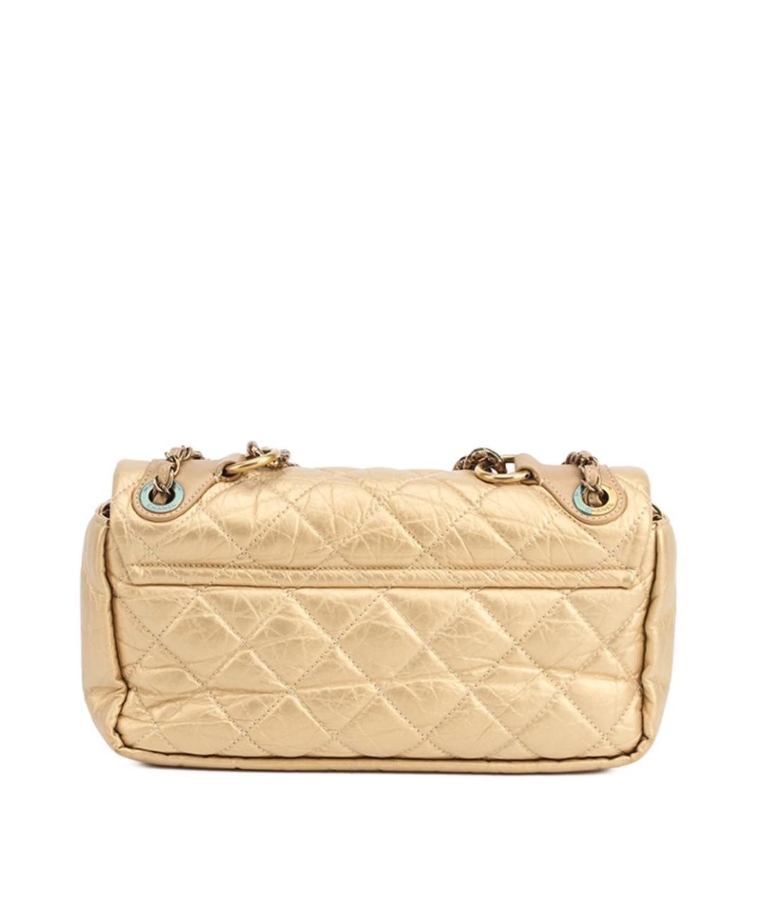 CHANEL Золотая кожаная сумка через плечо, фото 3