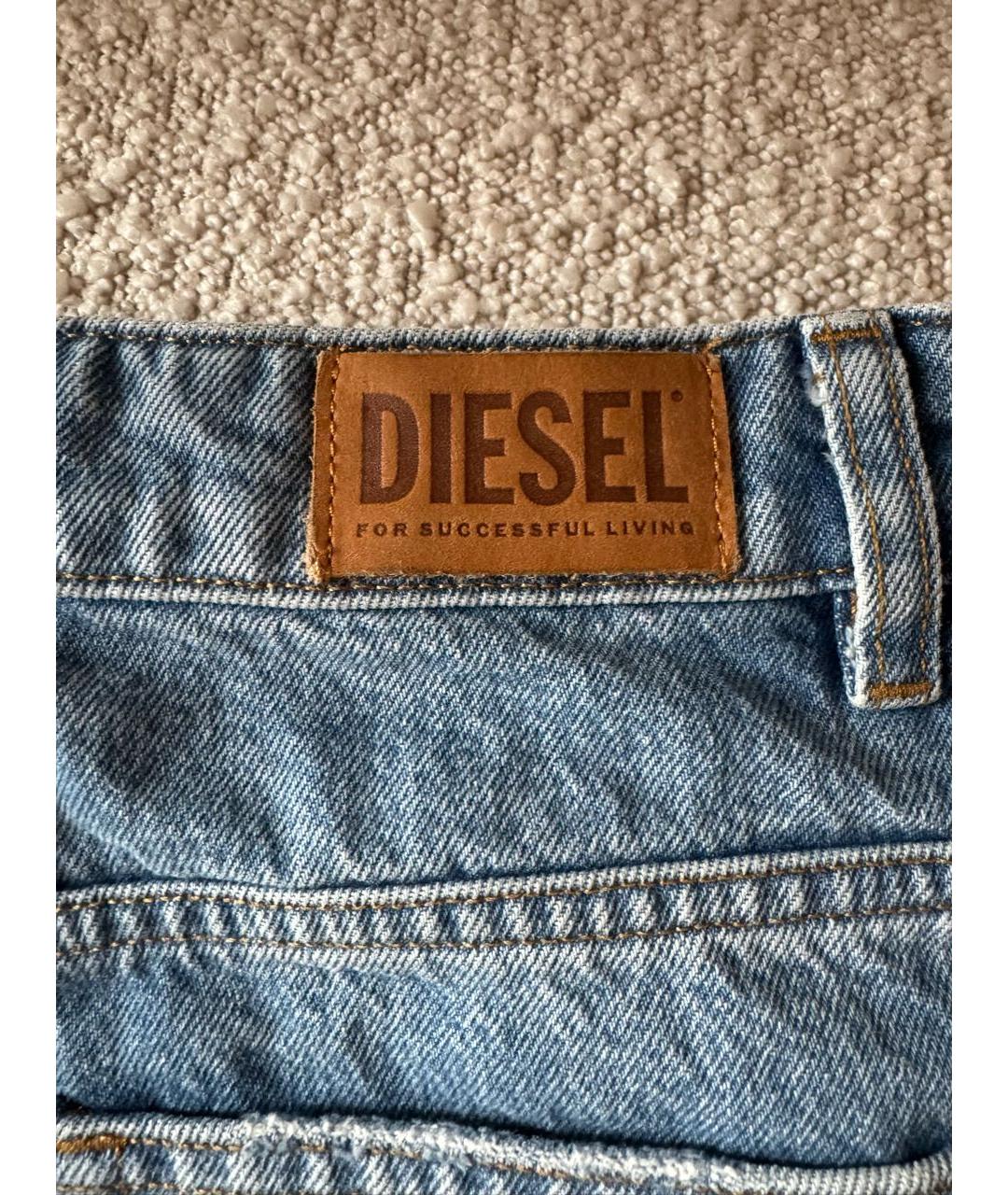 DIESEL Темно-синяя хлопковая юбка мини, фото 3