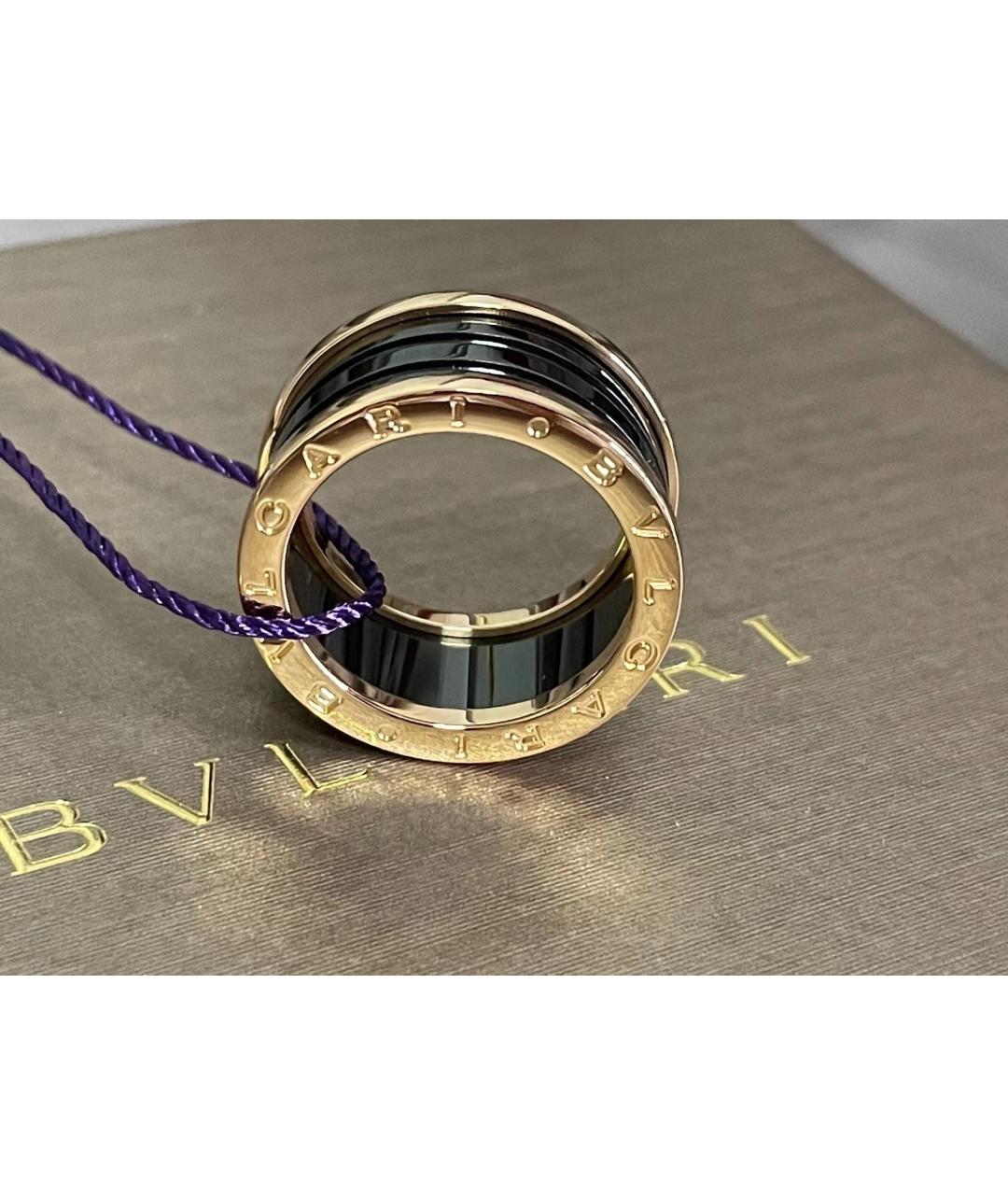 BVLGARI Черное кольцо из розового золота, фото 4