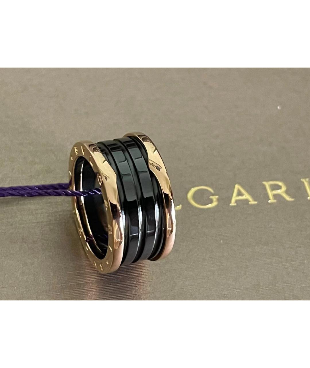 BVLGARI Черное кольцо из розового золота, фото 2