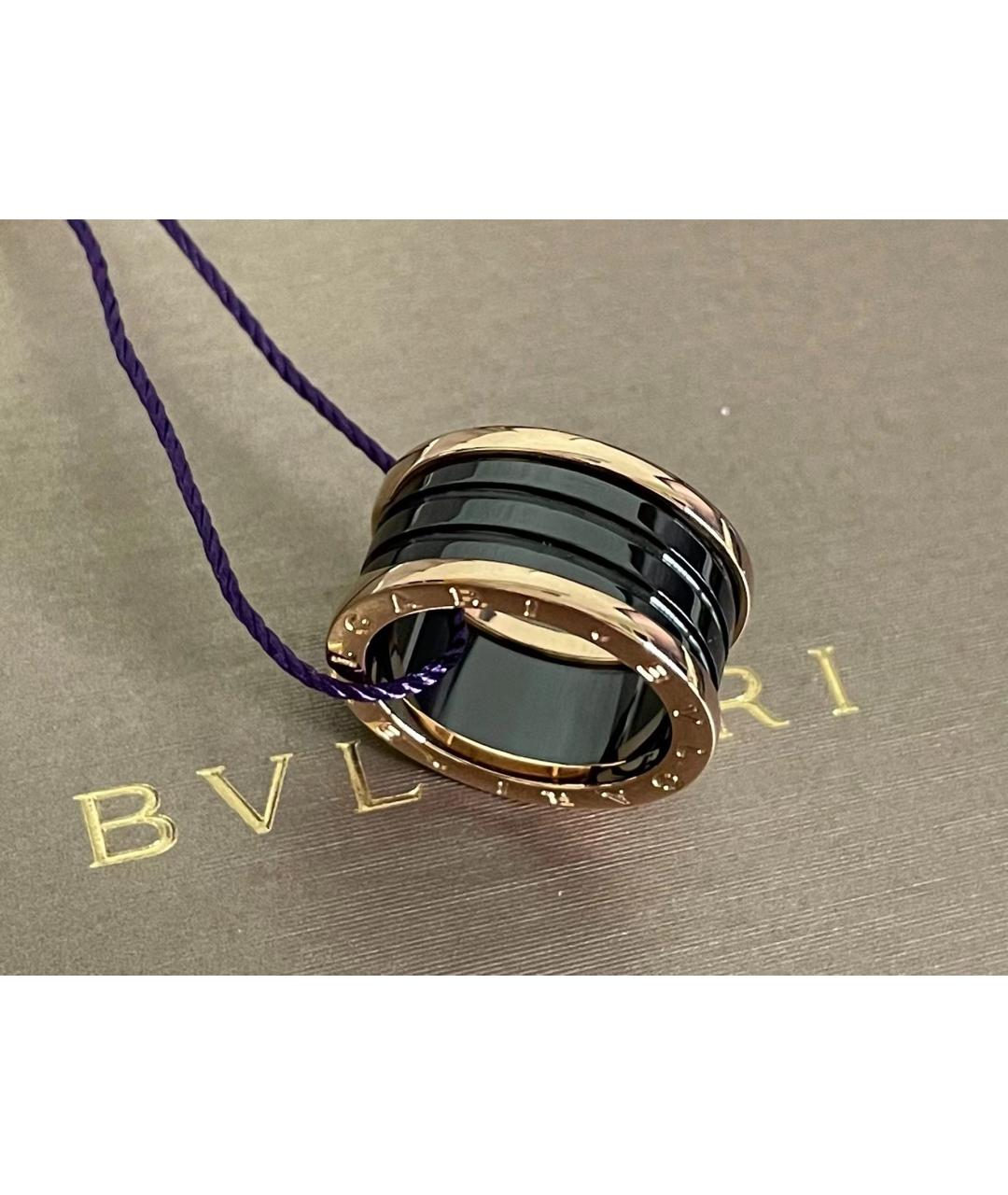BVLGARI Черное кольцо из розового золота, фото 3