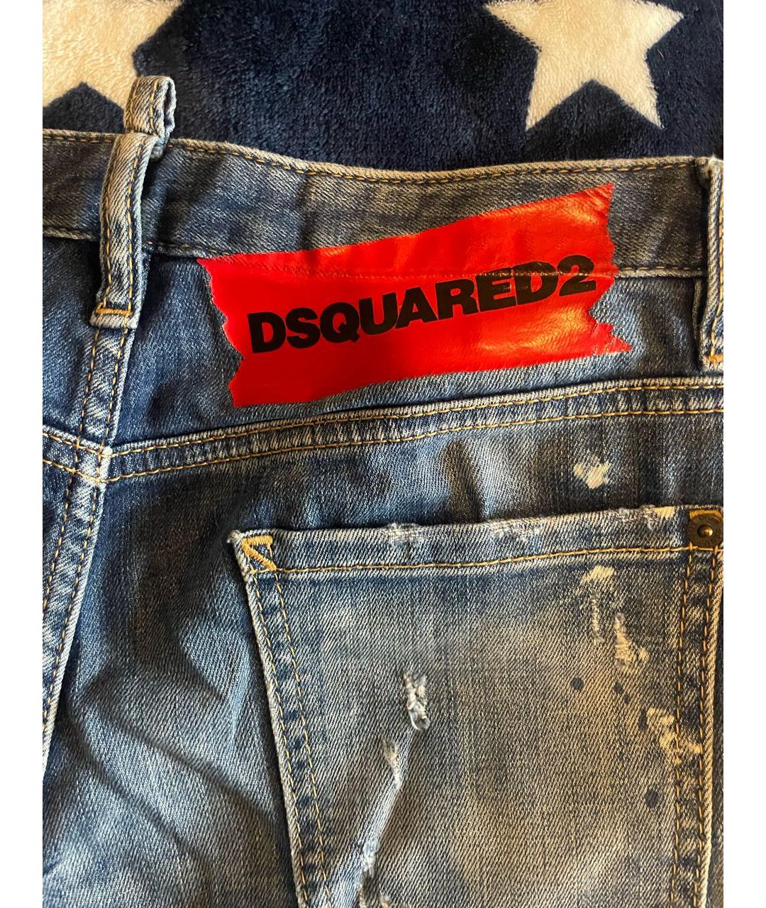 DSQUARED2 Синие хлопковые прямые джинсы, фото 5