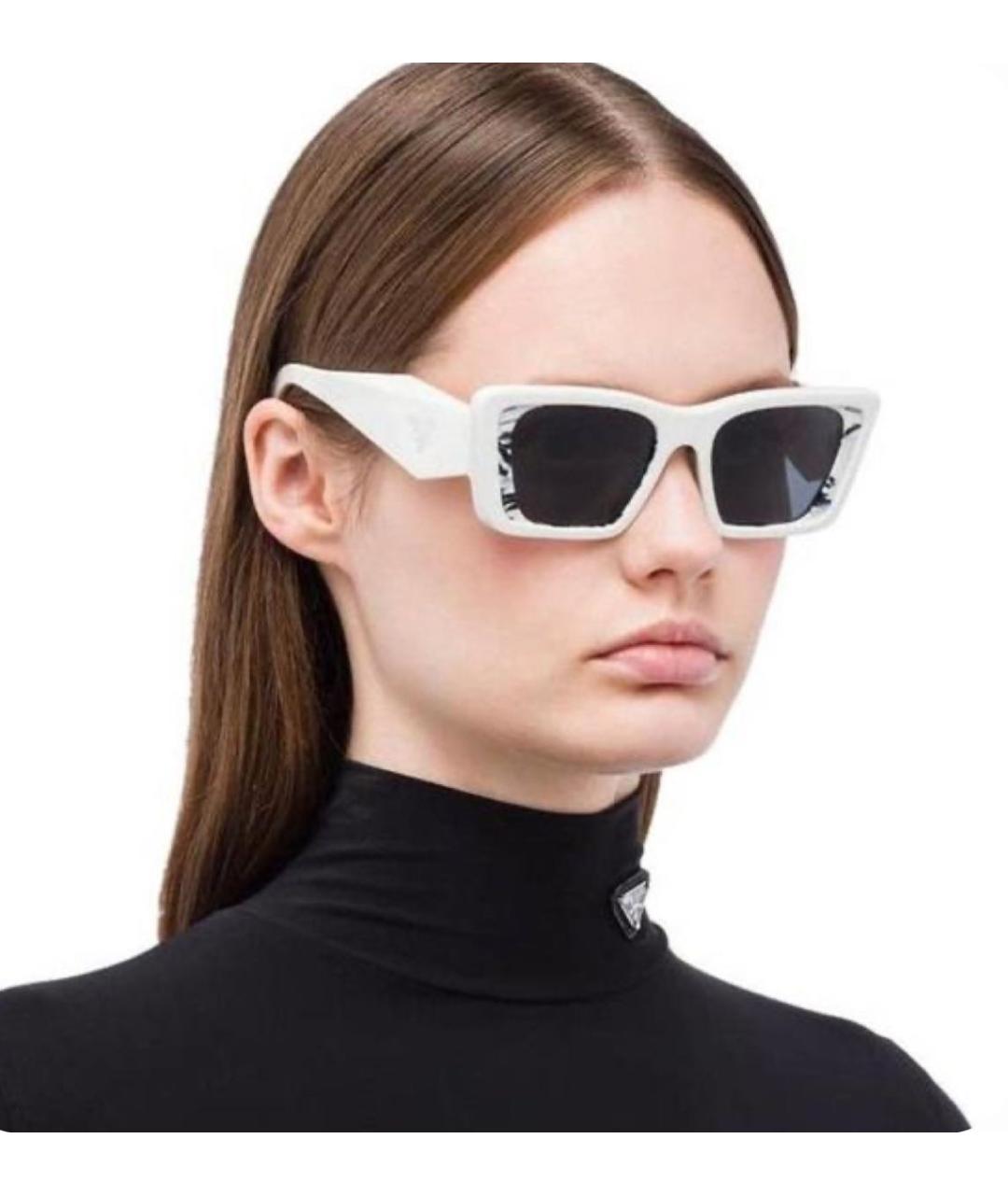PRADA Белые пластиковые солнцезащитные очки, фото 7