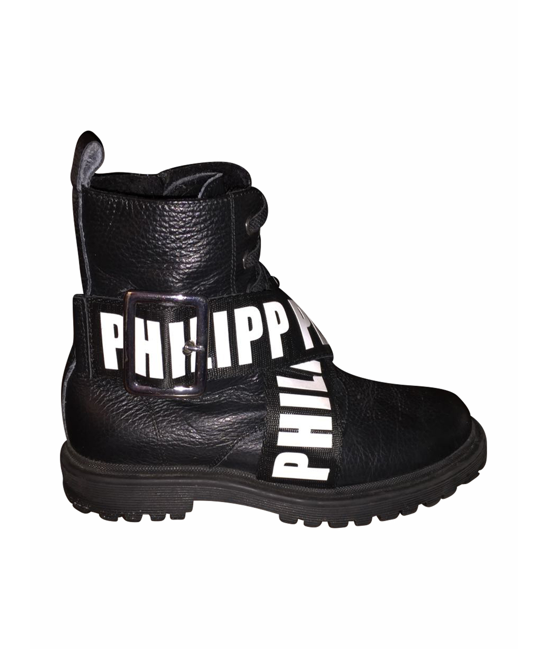 PHILIPP PLEIN Черные кожаные ботинки, фото 1