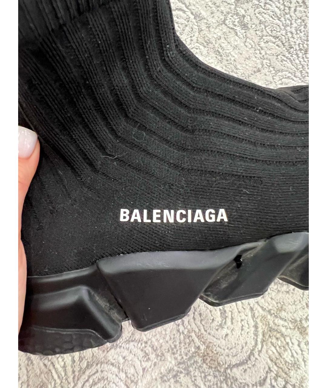 BALENCIAGA Черные текстильные высокие кроссовки / кеды, фото 5