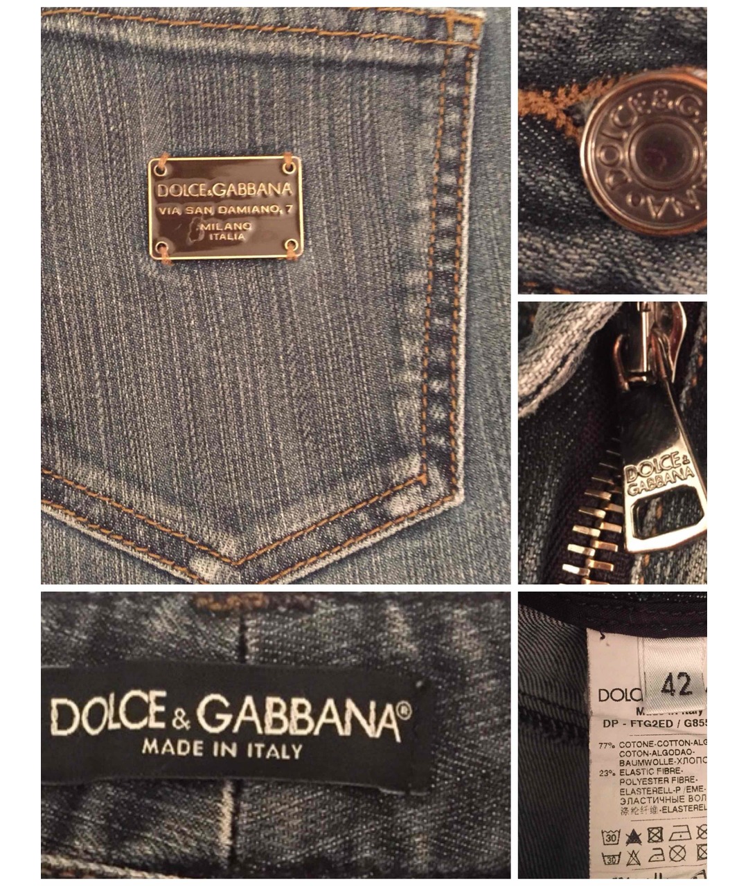 DOLCE&GABBANA Голубые хлопко-эластановые прямые джинсы, фото 3