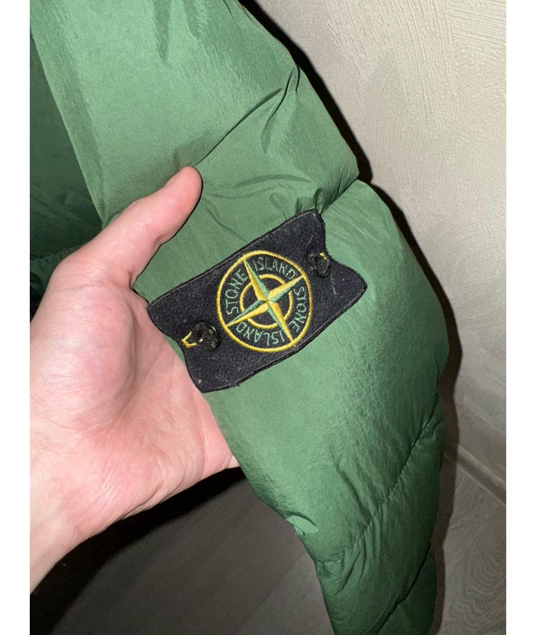 STONE ISLAND Зеленый полиамидовый пуховик, фото 6