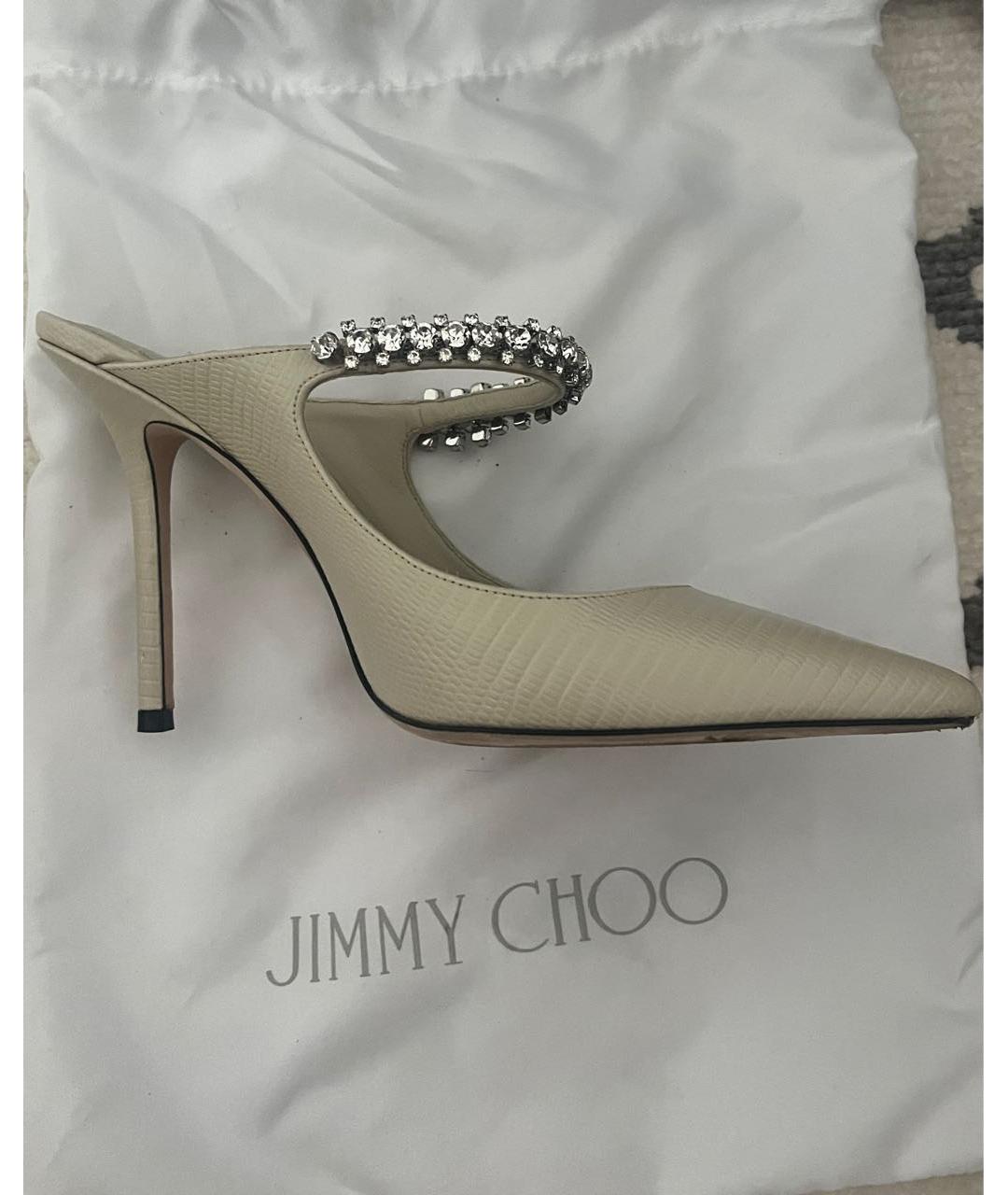 JIMMY CHOO Бежевые кожаные мюли, фото 6