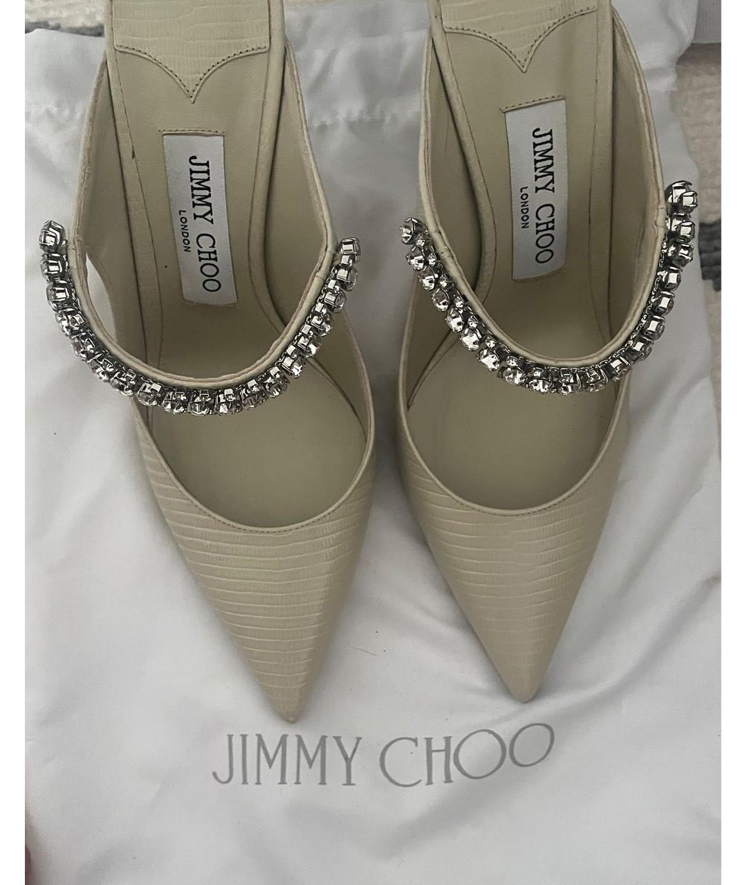 JIMMY CHOO Бежевые кожаные мюли, фото 2