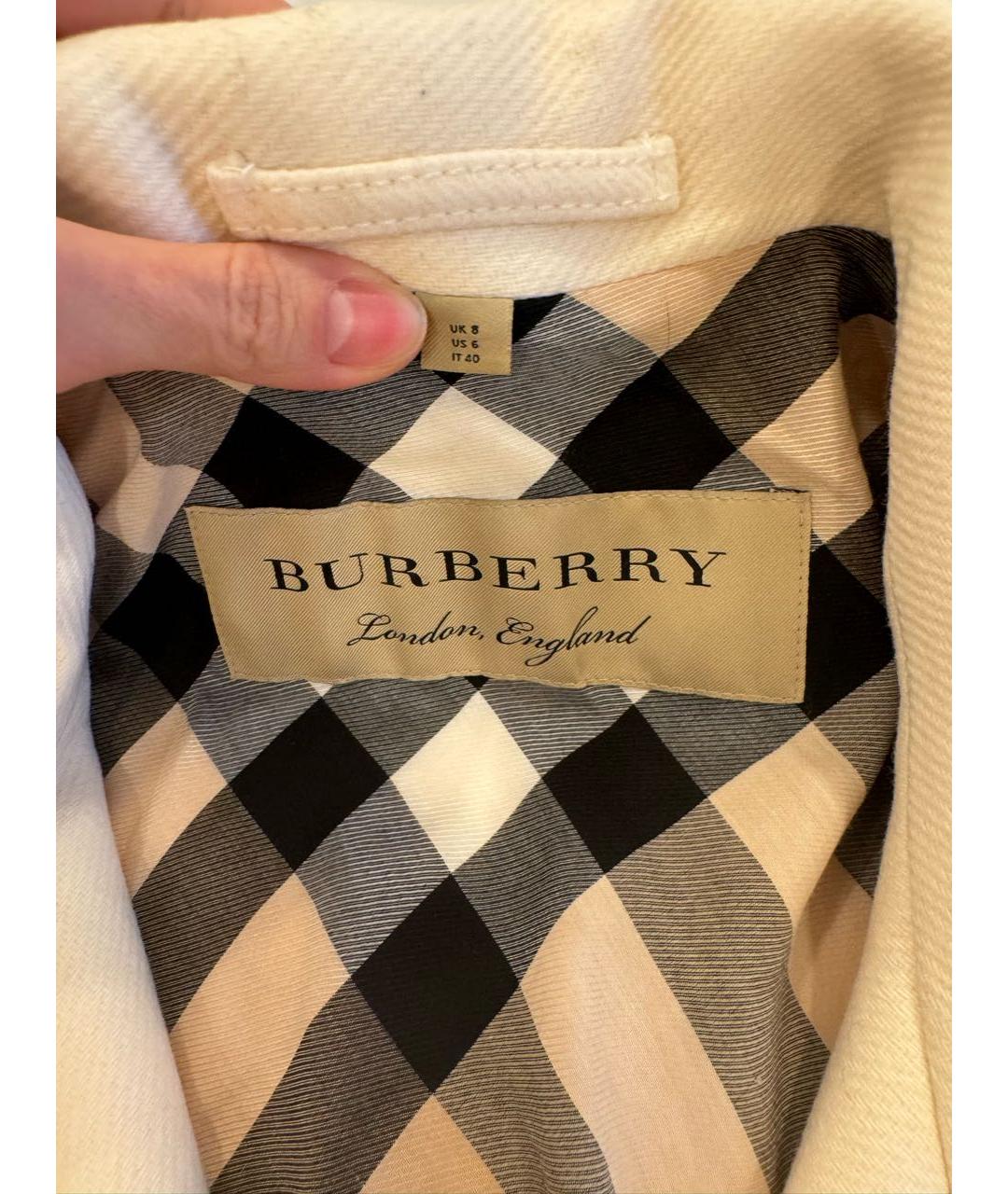 BURBERRY Белое шерстяное пальто, фото 3