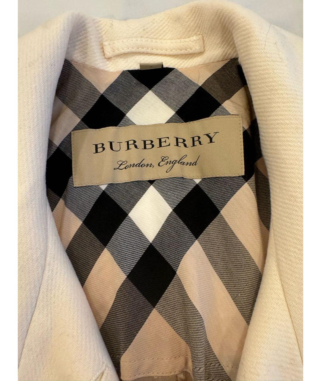 BURBERRY Белое шерстяное пальто, фото 2