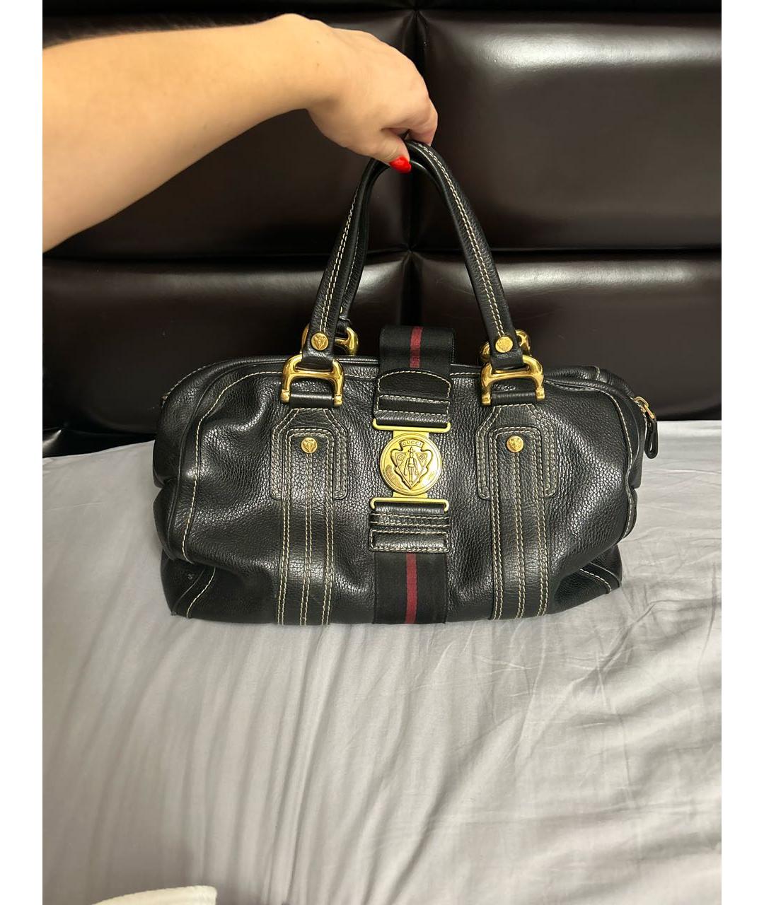 GUCCI Черная кожаная сумка с короткими ручками, фото 8