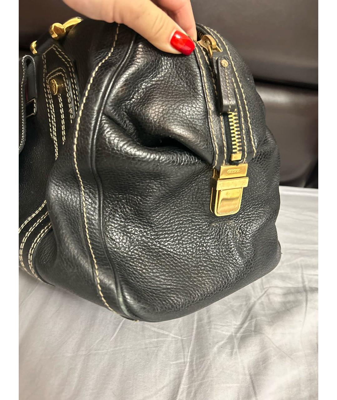GUCCI Черная кожаная сумка с короткими ручками, фото 6