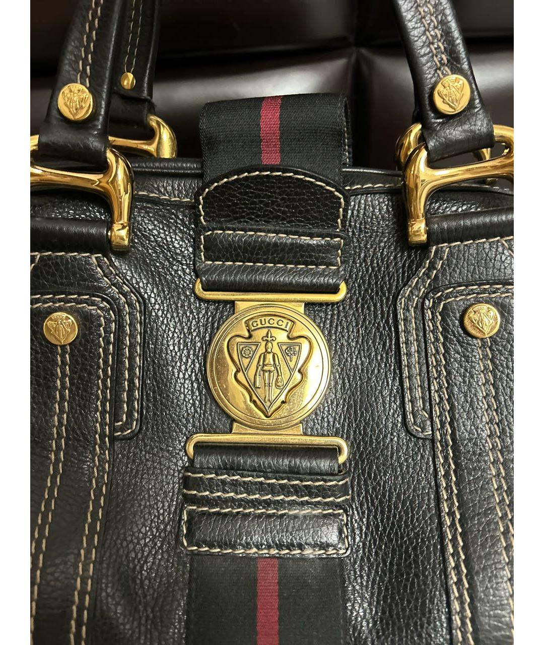 GUCCI Черная кожаная сумка с короткими ручками, фото 3