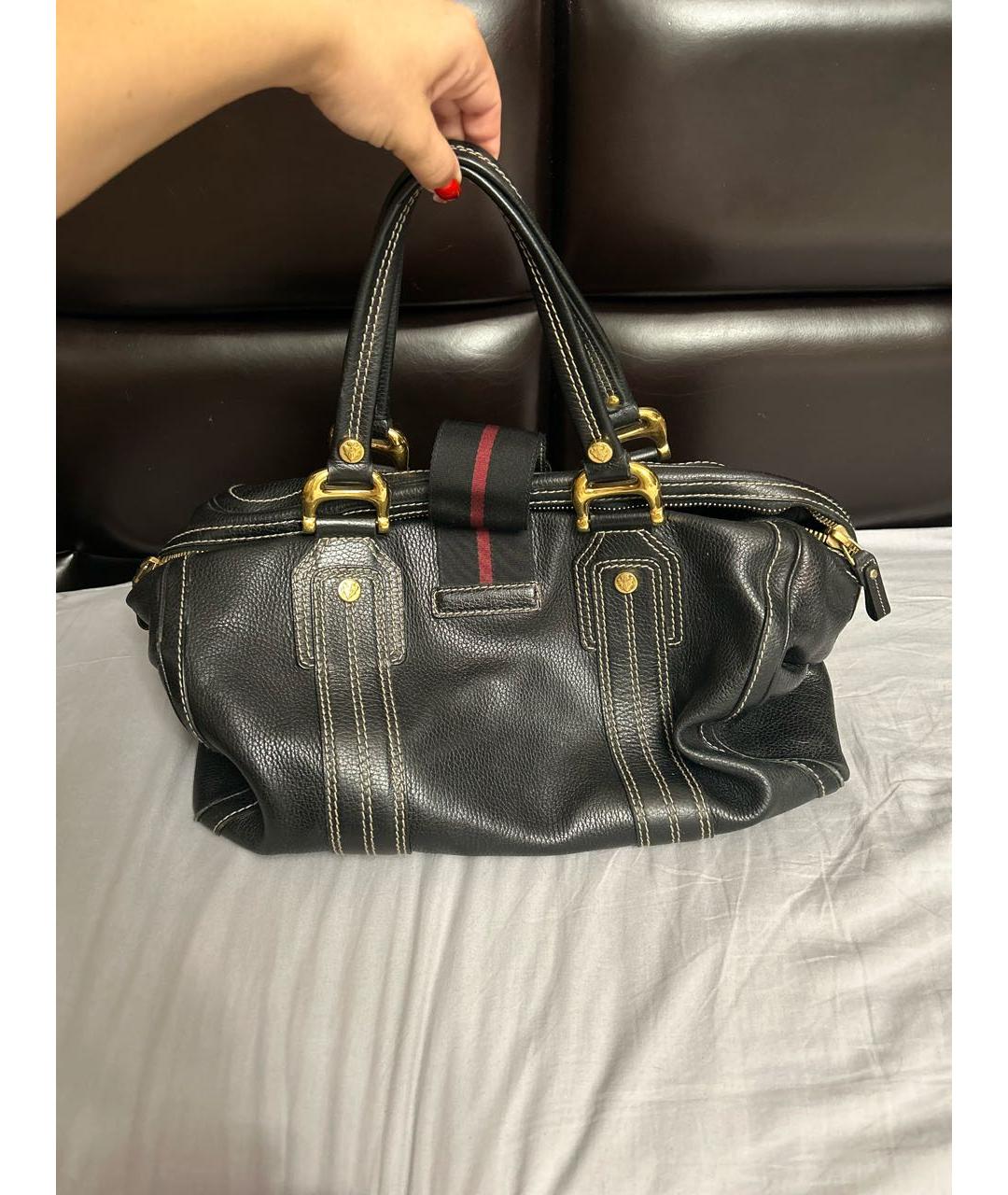 GUCCI Черная кожаная сумка с короткими ручками, фото 2